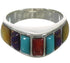 Authentic Sterling Silver Multicolor Inlay Ring Size 6-3/4 VX36692